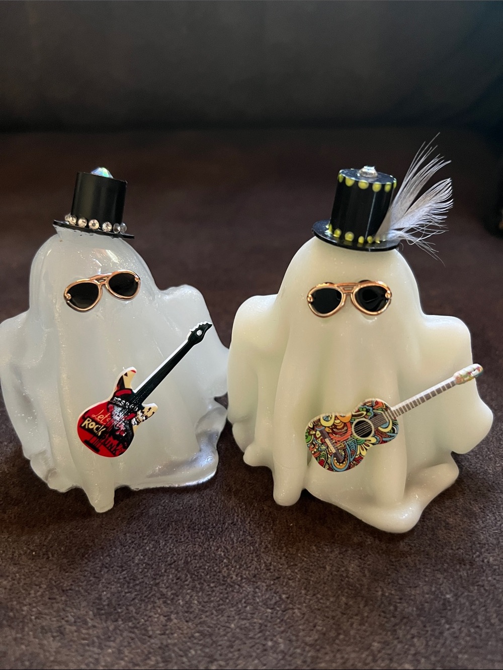 White Ghost Guitar Figurine - Novelty Home Accent For Halloween